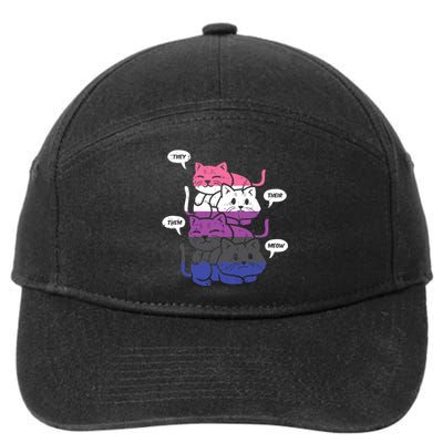 They Their Them Meow Cats Pronouns LGBTQ Genderfluid Flag 7-Panel Snapback Hat