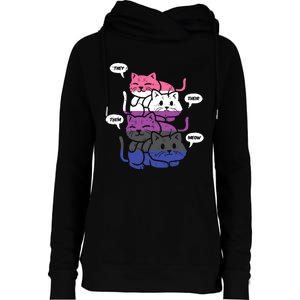 They Their Them Meow Cats Pronouns LGBTQ Genderfluid Flag Womens Funnel Neck Pullover Hood