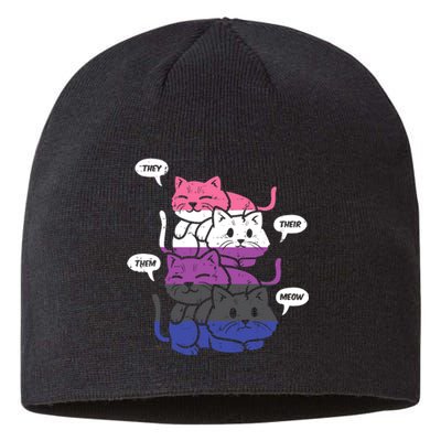 They Their Them Meow Cats Pronouns LGBTQ Genderfluid Flag Sustainable Beanie