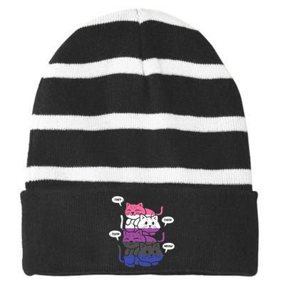 They Their Them Meow Cats Pronouns LGBTQ Genderfluid Flag Striped Beanie with Solid Band