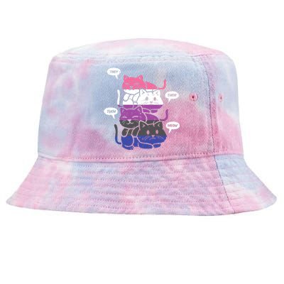 They Their Them Meow Cats Pronouns LGBTQ Genderfluid Flag Tie-Dyed Bucket Hat