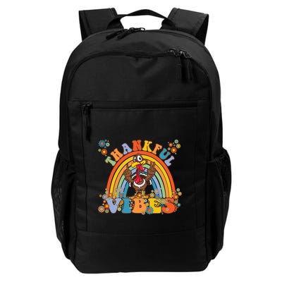Thanksgiving Turkey Thankful Vibes Retro 70S Hippie Funny Gift Backpack