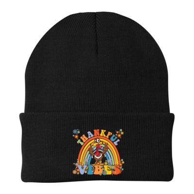 Thanksgiving Turkey Thankful Vibes Retro 70S Hippie Funny Gift Beanie