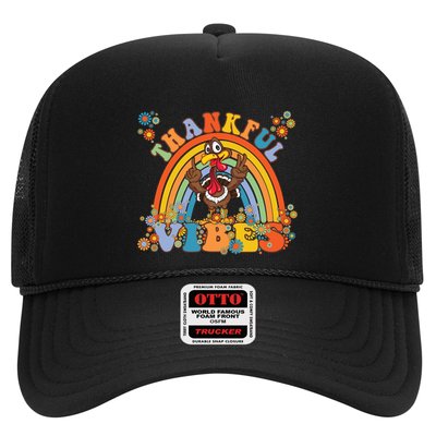 Thanksgiving Turkey Thankful Vibes Retro 70S Hippie Funny Gift Trucker Hat