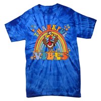 Thanksgiving Turkey Thankful Vibes Retro 70S Hippie Funny Gift Tie-Dye T-Shirt