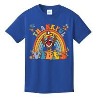 Thanksgiving Turkey Thankful Vibes Retro 70S Hippie Funny Gift Kids T-Shirt