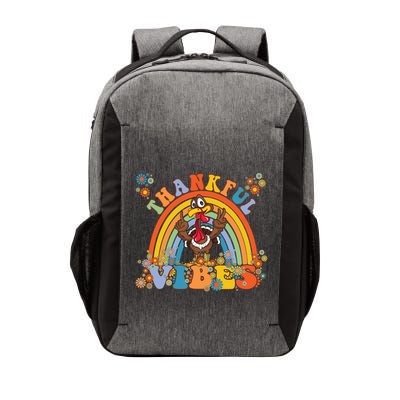 Thanksgiving Turkey Thankful Vibes Retro 70S Hippie Funny Gift Vector Backpack