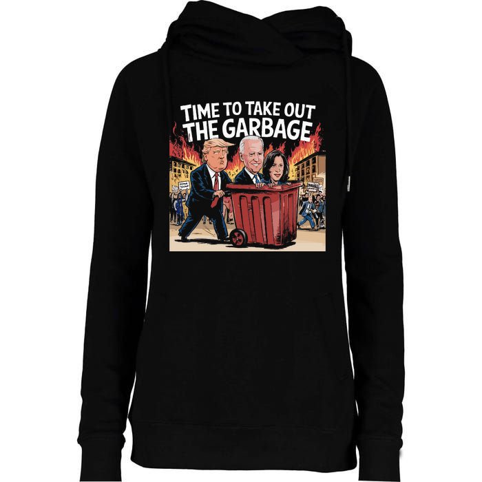 Time To Take Out The Garbage Kamala Trump Supporter Swea Womens Funnel Neck Pullover Hood