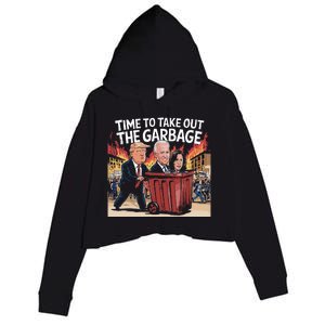 Time To Take Out The Garbage Kamala Trump Supporter Swea Crop Fleece Hoodie