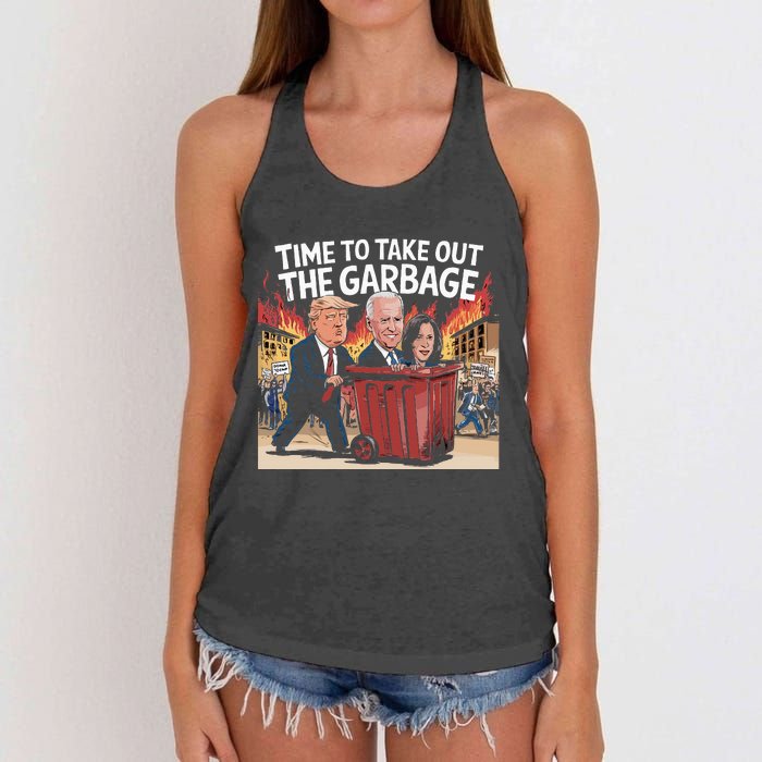 Time To Take Out The Garbage Kamala Trump Supporter Swea Women's Knotted Racerback Tank