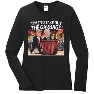 Time To Take Out The Garbage Kamala Trump Supporter Swea Ladies Long Sleeve Shirt