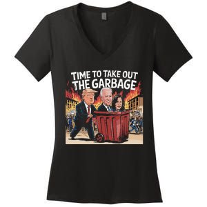 Time To Take Out The Garbage Kamala Trump Supporter Swea Women's V-Neck T-Shirt