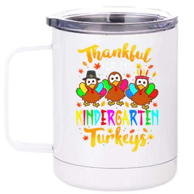 Teacher Thanksgiving Thankful For My Kindergarten Turkeys 12 oz Stainless Steel Tumbler Cup