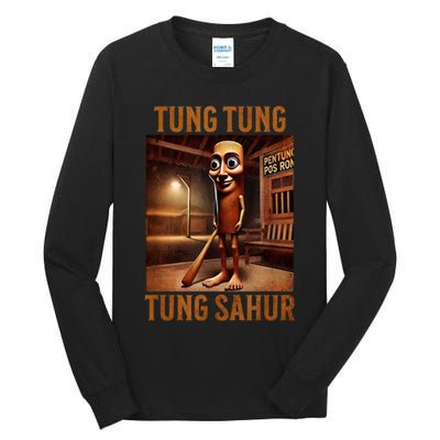 Tung Tung Tung Sahur Italian Brainrot Meme Tall Long Sleeve T-Shirt