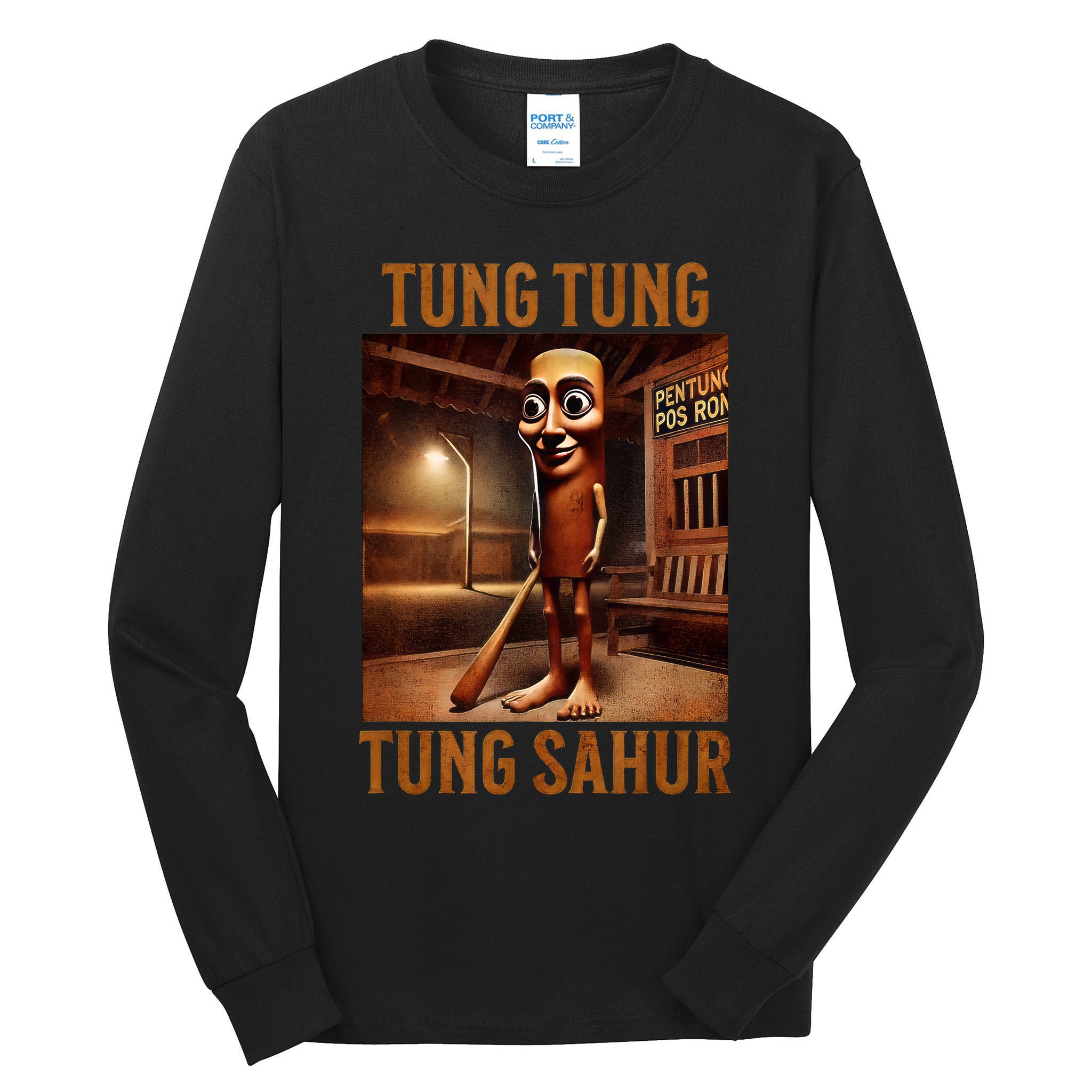 Tung Tung Tung Sahur Italian Brainrot Meme Tall Long Sleeve T-Shirt
