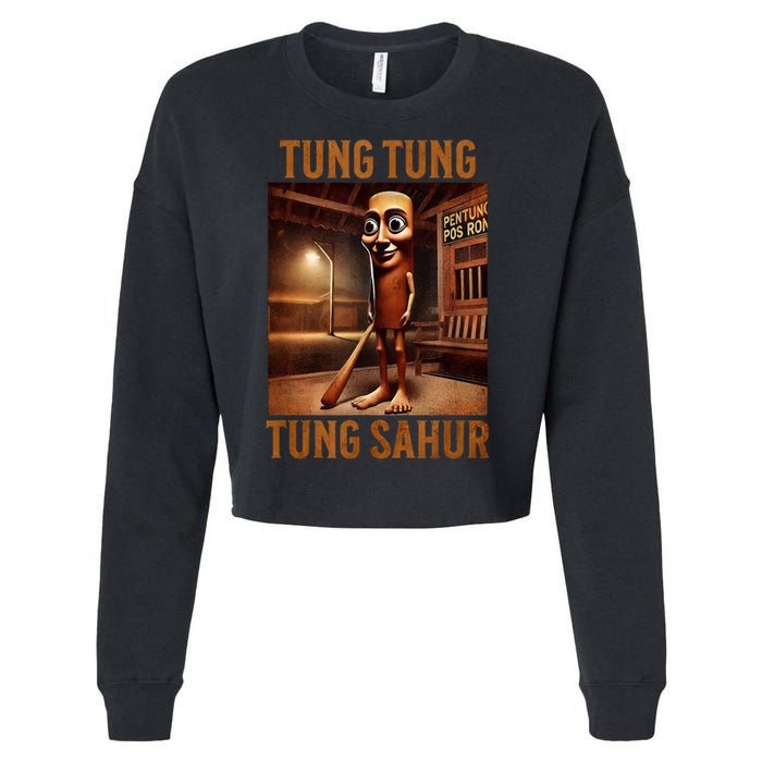 Tung Tung Tung Sahur Italian Brainrot Meme Cropped Pullover Crew