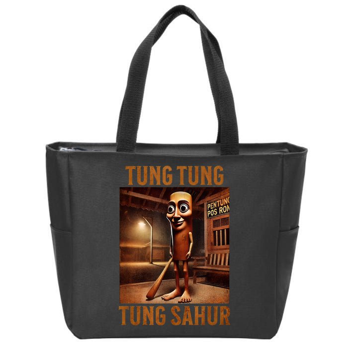 Tung Tung Tung Sahur Italian Brainrot Meme Zip Tote Bag