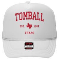 Tomball Texas Tx Vintage Sports High Crown Mesh Back Trucker Hat