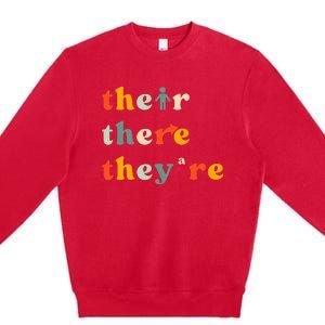 There Their TheyRe English Grammar Teacher Back To School Premium Crewneck Sweatshirt