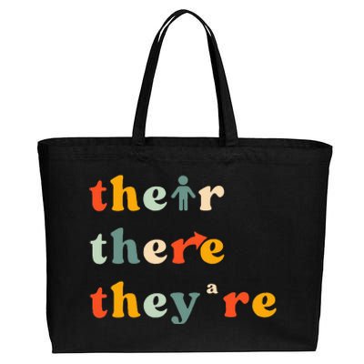 There Their TheyRe English Grammar Teacher Back To School Cotton Canvas Jumbo Tote