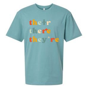 There Their TheyRe English Grammar Teacher Back To School Sueded Cloud Jersey T-Shirt