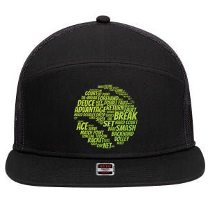 Tennis Terms Tennis Player Playing Tennis Ball 7 Panel Mesh Trucker Snapback Hat