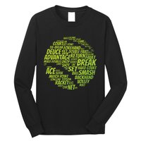 Tennis Terms Tennis Player Playing Tennis Ball Long Sleeve Shirt