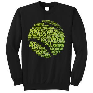 Tennis Terms Tennis Player Playing Tennis Ball Sweatshirt