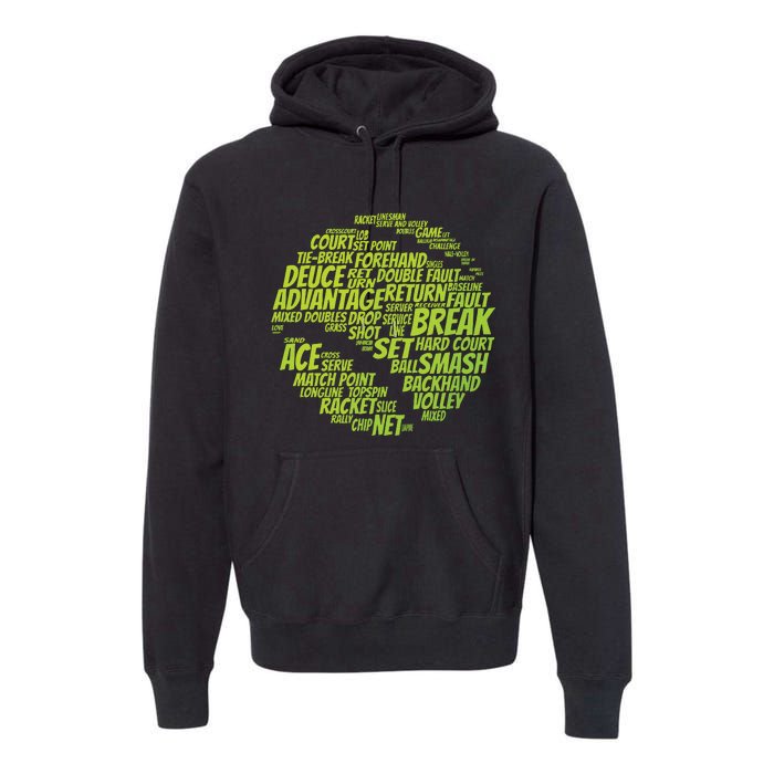 Tennis Terms Tennis Player Playing Tennis Ball Premium Hoodie