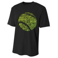 Tennis Terms Tennis Player Playing Tennis Ball Performance Sprint T-Shirt