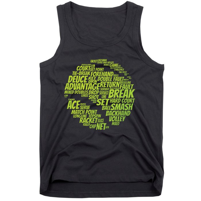 Tennis Terms Tennis Player Playing Tennis Ball Tank Top