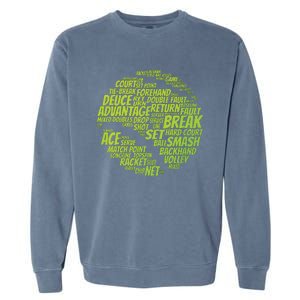 Tennis Terms Tennis Player Playing Tennis Ball Garment-Dyed Sweatshirt