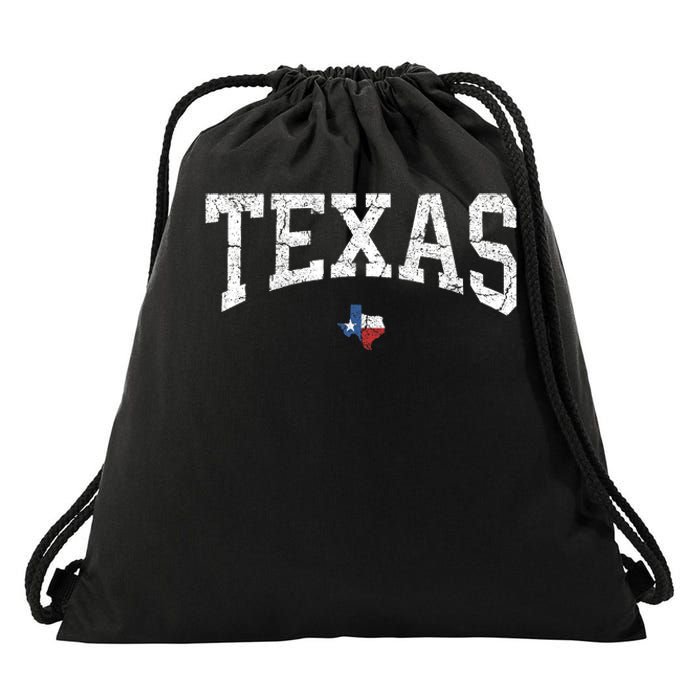 Texas T Texas State Map Flag Distressed Drawstring Bag