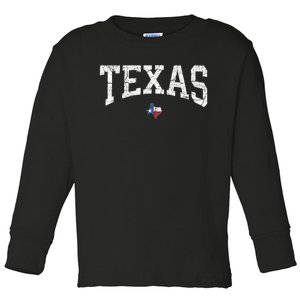 Texas T Texas State Map Flag Distressed Toddler Long Sleeve Shirt