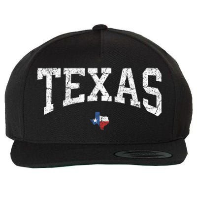 Texas T Texas State Map Flag Distressed Wool Snapback Cap