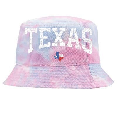 Texas T Texas State Map Flag Distressed Tie-Dyed Bucket Hat