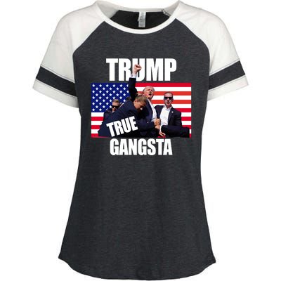 Trump The True Gangster Survived Association Enza Ladies Jersey Colorblock Tee