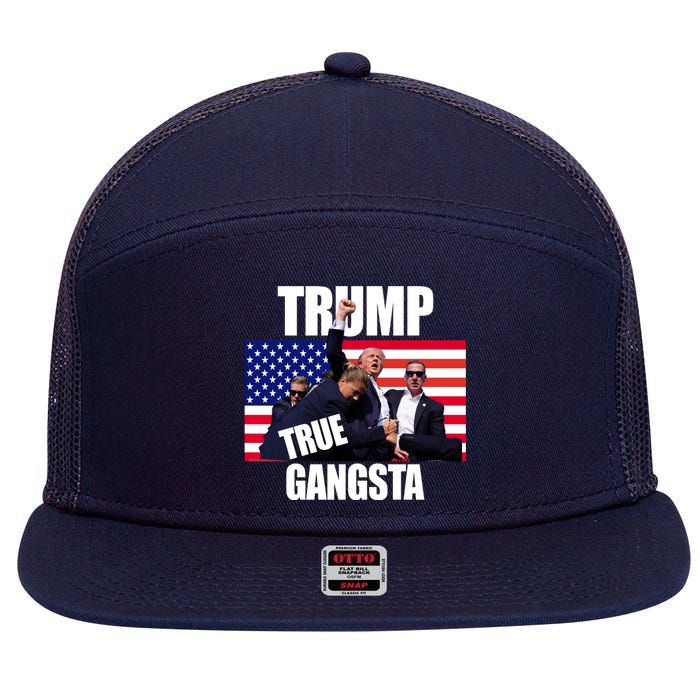 Trump The True Gangster Survived Association 7 Panel Mesh Trucker Snapback Hat