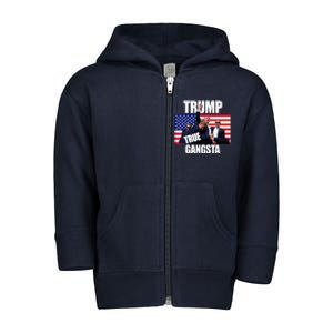 Trump The True Gangster Survived Association Toddler Zip Fleece Hoodie