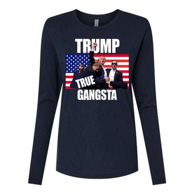 Trump The True Gangster Survived Association Womens Cotton Relaxed Long Sleeve T-Shirt