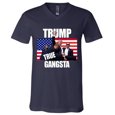 Trump The True Gangster Survived Association V-Neck T-Shirt