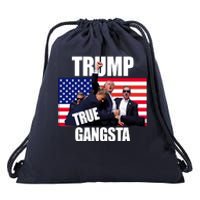 Trump The True Gangster Survived Association Drawstring Bag