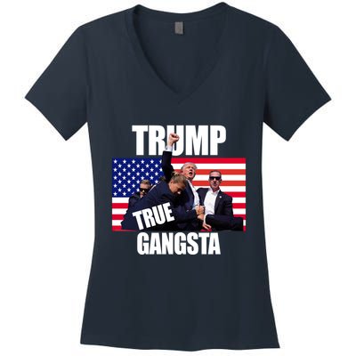 Trump The True Gangster Survived Association Women's V-Neck T-Shirt