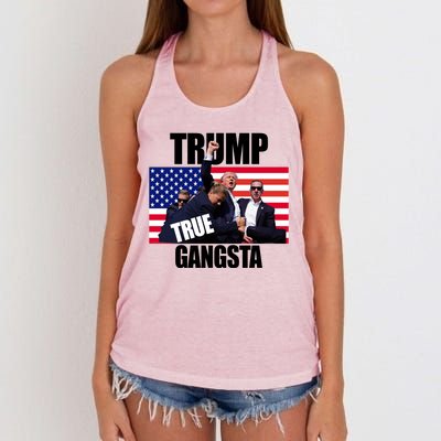 Trump The True Gangster Survived Association Women's Knotted Racerback Tank