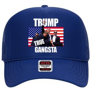 Trump The True Gangster Survived Association High Crown Mesh Back Trucker Hat