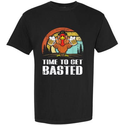 Turkey Time To Get Basted Retro Happy Thanksgiving Garment-Dyed Heavyweight T-Shirt