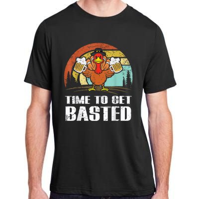 Turkey Time To Get Basted Retro Happy Thanksgiving Adult ChromaSoft Performance T-Shirt