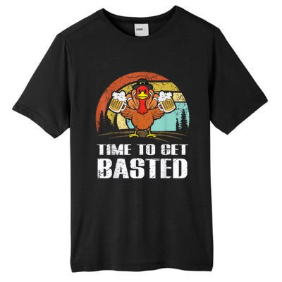 Turkey Time To Get Basted Retro Happy Thanksgiving Tall Fusion ChromaSoft Performance T-Shirt