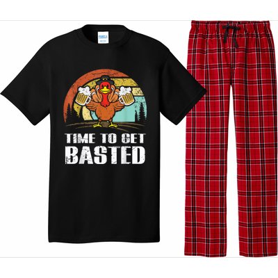 Turkey Time To Get Basted Retro Happy Thanksgiving Pajama Set