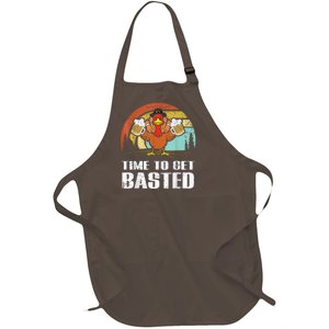 Turkey Time To Get Basted Retro Happy Thanksgiving Full-Length Apron With Pockets